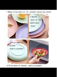 1/2/4 件 6.8 英寸米色塑料餐盘，可重复使用且坚固耐用，不易破碎，适用于意大利面碗、拉面、防摔、餐具，适用于微波炉和洗碗机，厨房，圣诞礼物 - 彩色 - 查看 6