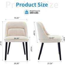 Upholstered Dining Chairs Set Of 2/4/6,Modern Fabric Kitchen Side Chairs With Thick Cushions And Wood Legs,Comfy Dining Room Chairs With Curved Backrest For Restaurant/Cafe - 米色-2個 - 查看 2