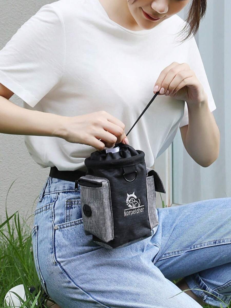1pc Multifunctional Waterproof Portable Pet Waist Bag, Minimalist Solid Color Compact Large Capacity Dog Walking Training Snack Bag, Essential Supplies For Cats, Teddy And Outdoor Activities - Multicolor - View 1