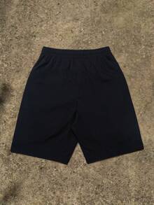 男士纯色条纹休闲短裤、沙滩裤 - 黑色 - 查看 3