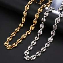 1pc Stainless Steel Coffee Bean Chain Bracelet Necklace For Men Women Silver Color Hiphop Rock Unisex Statement Jewelry