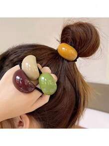 6-Piece Mixed Color Set Design With Curved Hair Cords, French Style Simple And Elegant High Elasticity Hair Accessories, Suitable For Women's Ponytails, Bun Heads, Hair Tie Ropes, Rubber Band Hair Accessories[Colors Will Vary Randomly - May Include Duplicates. Not Suitable For Those Who Require Specific Colors]
