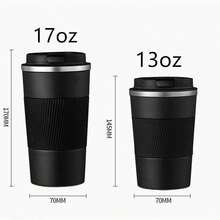 Simple Style Travel Cup With Leak Proof Lid, Insulated Reusable Coffee Cup For Hot And Cold Drinks/Tea, Portable Stainless Steel Hot Takeaway Travel Coffee Cup For Cars, 1 Set Of Back To School Supplies Back To School - Black - View 6