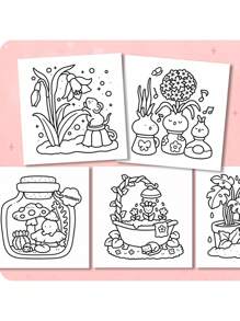 1pc Into Gardens :Easy Coloring Book For Adults And Teens, Coloring Book Super Cute Designs Of Cozy, Hygge Spaces For Relaxation (Cozy Spaces Coloring) .Back To School A Relaxing Gift For Friends, Couples, And Family . Painting Kit [Default Without Pen]