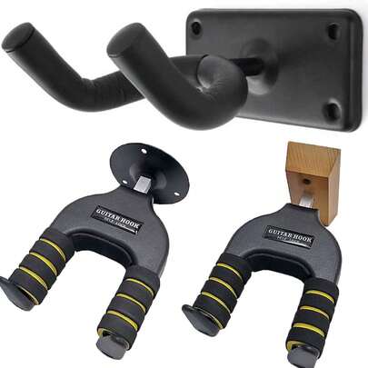 吉他固定支架，易于安装的吉他壁挂式挂钩，适用于所有尺寸的吉他、贝斯、曼陀林、班卓琴和尤克里里琴