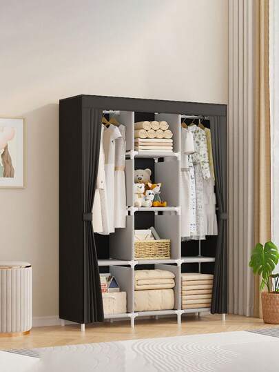 1 szt. Tkanina garderoba z włókniny, wieszak na ubrania, pyłoszczelna szafa do przechowywania, składany wieszak na ubrania do sypialni, akademika, wielofunkcyjny