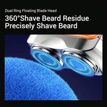 Compact Electric Smart Shaver, Portable Beard Trimmer, Men's Travel Razor, Dual Blade, 360° Precision Shaving, Digital Display, Waterproof, Detachable Cleaning, With Type-C Charging Cable And Cleaning Brush (300mAh)