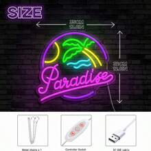 Summer Neon Signage, Wall Decoration Hawaiian Sun Theme Neon Palm Tree Beach Summer House Coffee Shop Holiday Center Party Decoration