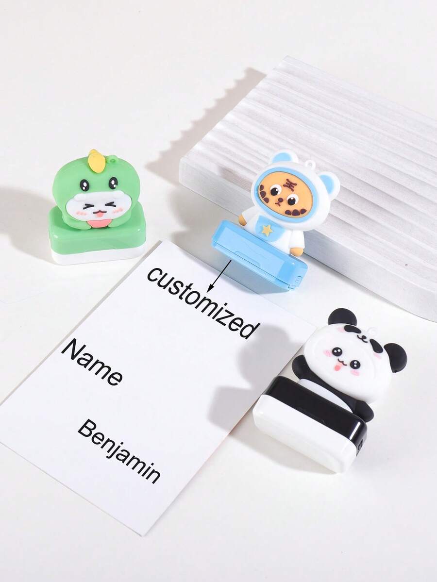 1 pieza de sello personalizado con forma de dibujo animado, un lindo sello de etiqueta personalizado para marcar y firmar artículos personales, personalizable con nombres, un regalo para amigos. - Multicolor - Ver 1