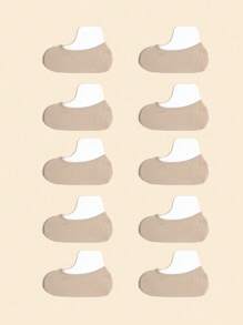 10 Pairs Of Children's Summer Thin Mesh Breathable Pure White Heel Anti Slip Low Vamp Invisible Boat Socks, Versatile For Daily Use