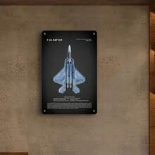 1PC F-22 Raptor Aircraft Tin Sign, Stealth Fighter Jet, Bright Neon Lights, High-Quality Metal, Modern Style, Futuristic Aviation Decor, Military Wall Art, Perfect For Aviation Room, Office, Game Room, 8x12 Inches / 20x30 Cm - 彩色 - 查看 6