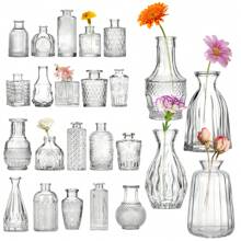 Superlele 14/24/36 Glass Bud Vase Set, Small Vases For Flowers, Bud Vases For Centerpieces Flower Vases In Bulk For Rustic Wedding Decorations Vintage Look Home Table Decor, Buy More Save More! Wholesale Pricing For Florists, Small Businesses & Bulk Orders"