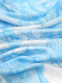 1 buah Syal Persegi Motif Sederhana 70cm, Bandana Musim Semi Baru untuk Wanita, Aksesori Sabuk Pinggang Serbaguna, Ikat Kepala, Penutup Kepala, Syal Leher Modis untuk Gaun - Baby Blue - View 4