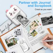 Printer,Portable Printer Sticker Maker,Mini Study Thermal Printer For Phone Photos Pattern Kids Gift,Suitable For Smartphone Portable Thermal Printer,Used For Notes,Diary DIY,Children's Gifts,Learning Graphics,Anatomy Maps,Photos,Student Sticker Printer Christmas Birthday And New Year Gifts