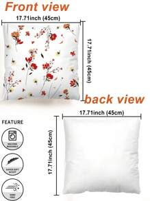 2pcs Ditsy Floral Pattern Decorative Throw Pillow Cases, Letter Print Square Pillowcase Without Filler, Cute Cushion Covers For Sofa, Living Room