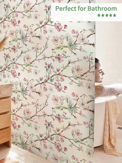 1 Stück Glasfolienfolie, dekorative Buntglasfolienfolie, Sonnenschutzfolie, Elektrostatische Haftfolie für gefrostete Fenster für Zuhause, geeignet für Badezimmer, Wohnzimmer, Zuhause, Bürotür Dekoration, gefrostete Raumdekoration, Wohndekoration, Wohnzimmerdekoration, Vorhänge