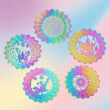 3.9inch Wind Spinner 3D Whirligigs Rainbow Mandala Hanging Wind Chimes Sun Catcher Illusion Magical Garden Yard Decor Bird Deterrent Room Decor Bedroom Decor Home Decor Wall Decor