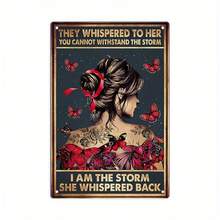 1PC Motivational Tin Sign, I Am The Storm, Strong Woman Wall Art, Tattooed Lady Design, Inspirational Quote, High-Quality Metal, Perfect For Bedroom And Gym, 8x12 Inches/ 20x30 Cm - 彩色 - 查看 7