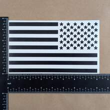 Paquete de 4 calcomanías de la bandera estadounidense: calcomanías de la bandera estadounidense regulares y desgastadas (pequeñas ~10 cm, negro) - Negro - Ver 5