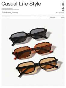 2/3/4 件女士亚克力休闲矩形时尚眼镜，适合日常度假、节日礼物和日常着装 - 彩色 - 查看 9