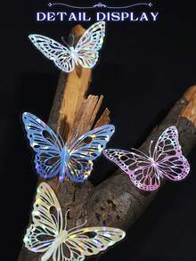 20张闪闪发光的彩色蝴蝶贴纸，激光效果出色，经久耐用，易于粘贴，3D效果强，装饰效果佳。适用于玻璃器皿、塑料制品、水杯、手机壳、电脑、笔记本电脑、剪贴簿、相册、DIY美学装饰，适合成人、男女老少、学校用品、返校季 - 彩色 - 查看 8