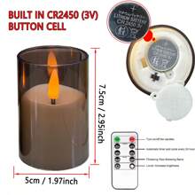6pcs Set, Flameless Candle Lights With Remote Control & Timer - Premium Gray Electronic Candles, Battery Operated (Batteries Included), Ideal For Romantic Nights, Valentine's Day, Weddings, Eid, Ramadan, Easter - Warm Home Decor, Unbreakable Acrylic Candles, Suitable For Home, Bedroom, Weddings, Proposals, Christmas, Halloween, Company Dinners/Parties