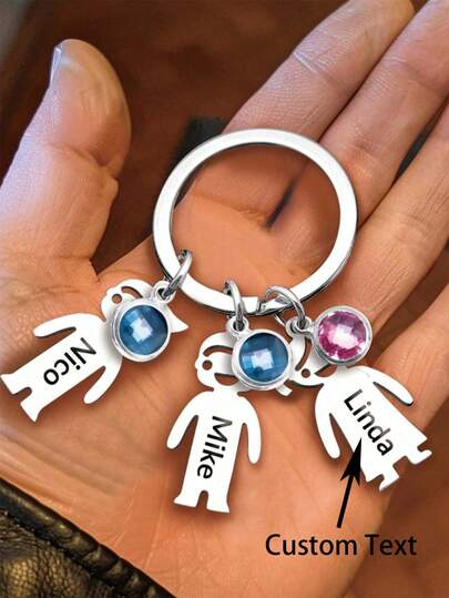 Customized Key Chain, Customized Key Chain With 1 To 4 Names, Personalized Key Chain Gift For Brothers, Sisters, Lovers, Families, Halloween, Christmas