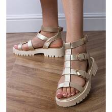 Gold Gladiator Sandals With Ankle Strap - Gold - View 3