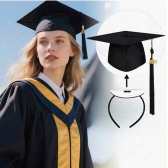 1/2 stuks stevige antislip afstudeerpet met elastische hoofdband, geschikt als afstudeerpet voor studenten en dames (afstudeerpet niet inbegrepen), zwart, beste cadeau voor verjaardagen