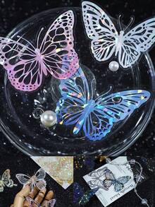 20张闪闪发光的彩色蝴蝶贴纸，激光效果出色，经久耐用，易于粘贴，3D效果强，装饰效果佳。适用于玻璃器皿、塑料制品、水杯、手机壳、电脑、笔记本电脑、剪贴簿、相册、DIY美学装饰，适合成人、男女老少、学校用品、返校季 - 彩色 - 查看 7