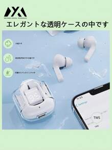 MEIYIXING DIGITAL TECHNOLOGY MEIYIXING Transparent TWS Wireless Earbuds, With LED Power Display Screen, Sports And Exercise In-Ear Headphones, Volume Control, Compatible With Smartphones, Capacitive Microphone, Rechargeable Lithium Polymer Battery, Suitable For Gaming, Music, And Business - Ideal Gift