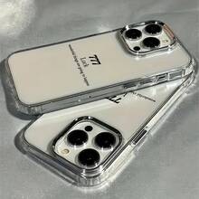 1 buah Casing Ponsel Minimalis Paduan Logam dengan Elemen Slogan Transparan, Pelindung Lensa Anti Jatuh, Slogan Bahasa Inggris Keberuntungan, Cocok untuk iPhone 16 Pro Max, 17/16/15/14 Plus/13/12/11, Hadiah Pegas Udara - MultiWarna - View 2