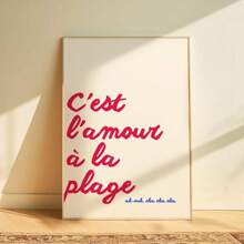 1pc It's Love At The Beach French Wall Art Beach Decor Colorful Print Summer Vibes Canvas Painting Home Decoration Room Art Decor Wall Arts Optional Frame