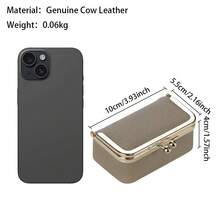 Royal Bagger Genuine Leather Jewelry Box, Mini Case For Rings, Necklaces & Earrings, Kiss Lock Coin Purse For Women - 深紫色 - 查看 3