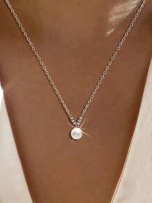 1 pièce Collier pendentif boule porte-bonheur en argent sterling S925, design minimaliste à la mode, style rétro élégant, chaîne pour la clavicule, polyvalent pour un port quotidien, cadeau idéal