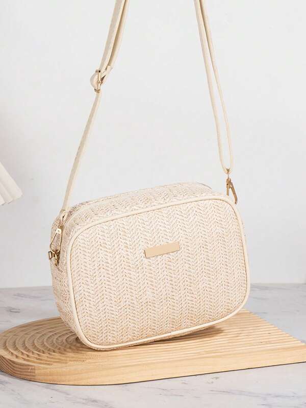 New European And American Style Woven Crossbody Bag, Multicolor Holiday Straw Bag, Travel Bag, Colorful Fashion Portable Storage Bag, Colorful Woven Bag, Colorful Beach Bag, Summer Must-Have, Vacation, Travel, Beach Best Match, Festival, Party, Shopping., Beach Necessities, Beach Essentials, Beach Stuff & Summer Essentials, Newest Holiday Bag, Hottest Beach Bags