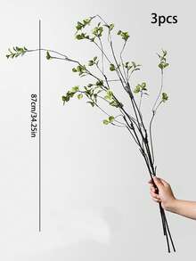 3pcs Artificial Ficus Leaves With Long Stems - Perfect For Flower Arrangements, Home & Office - Can Be Used As Vase Fillers And Bouquet Accents - Ideal For Home Decor, Office Decor, Mother's Day, Valentine's Day, Easter Decorations, Various Table Decorations,Fake Plants