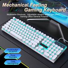 104 Keys Wired Mechanical Gaming Keyboard, Cool Backlight, Adjustable Variable Speed Lighting, Multimedia Shortcut Keys, Ergonomic Design, Punk Keycaps, Multi-Key No Punch, For Windows/PC/Laptop, Gaming Office Universal, White,Free 1 Roll Of Nano Adhesive