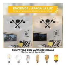 Lámpara de Techo Moderna Simple (Ajustable 6 Luces) Colgante Vintage LED Interior Iluminación de Salón, Dormitorio, Comedor Color Dorado - Negro - Ver 5
