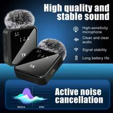 Professional Wireless Lavalier Microphone Compatible With IPhone, Compatible With - Cordless Omnidirectional Condenser Microphone For Interviews, Video, Podcasting (300mAh Rechargeable Battery) - Black - View 8