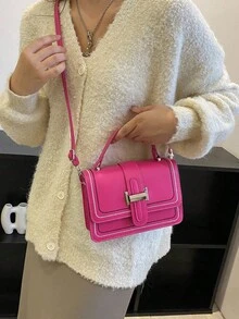 Mini bolso de mujer con solapa acolchada y estilo elegante - Rosa Fucsia - Ver 5