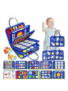 1 块毛毡学习板，多用途 - 女孩婴儿启蒙早教玩具儿童互动玩具婴儿互动早教游戏、蒙特梭利玩具、男孩旅行必备安静书、生日礼物、学习玩具 - 有趣的忙碌板、幼儿感官玩具、女孩益智游戏、2 岁儿童玩具、婴儿必需品、学校用品 - 粉色和蓝色、涂色书、课堂必需品、送给学生的礼物 - 彩色 - 查看 11