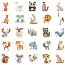 50Pcs Animal Stickers Cute Stickers Tiger Stickers Pig Stickers Cartoon Stickers Elephant Stickers Graffiti Stickers For Water Bottle, Hydroflask, Guitar, Luggage, Phone, Case, Laptop, Skateboard, Gift School Supplies,Back To School