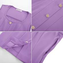 Vestido de cóctel de verano 2025 para mujer, vestido ajustado sin mangas de cuello redondo, vestido corto para fiesta y club - Morado - Ver 5