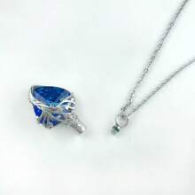 Tree Of Life Urn Necklace For Ashes Heart Cremation Jewelry Stainless Steel With Blue/Purple Crystal With Funnel Filler Memorial Jewelry Gifts For Human Pet