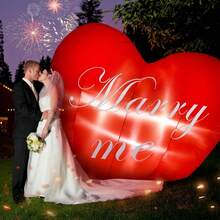 Decoración inflable de 10 pies con forma de corazón que dice "Cásate conmigo" con luces para el Día de San Valentín, regalo de compromiso, boda, aniversario, fiesta romántica, decoración de jardín y patio - 1 - Ver 5