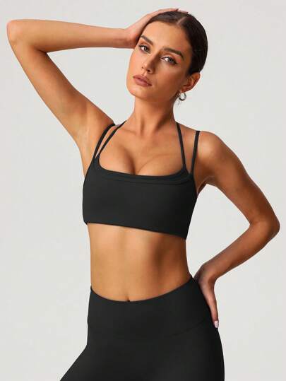 Sodalemon Women Double Layer Adjustable Strap Beautyback Sport BH view 7