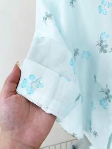 YUXIN 优雅碎花衬衫，轻盈透气，适合春、夏、秋季穿着。 - 藍綠色 - 查看 11