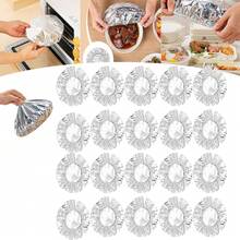 50 个/包铝箔食品盖 - 耐热、防漏、可重复使用的保温盖，可保持食物新鲜并保护台面，紧密贴合设计，无需用电 - 銀色 - 查看 11