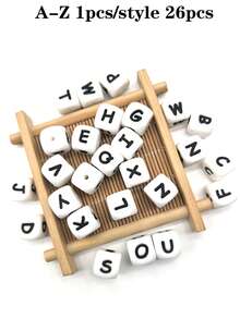 26pcs Silicone Beads, 12mm Square Letter Loose Spacer Beads, Suitable For Handmade DIY Jewelry Making, Bracelets, Necklaces, Keychains / Pen Beads, Mobile Phone Pendants, Bag Accessories, Birthday Gifts, Gifts For Women